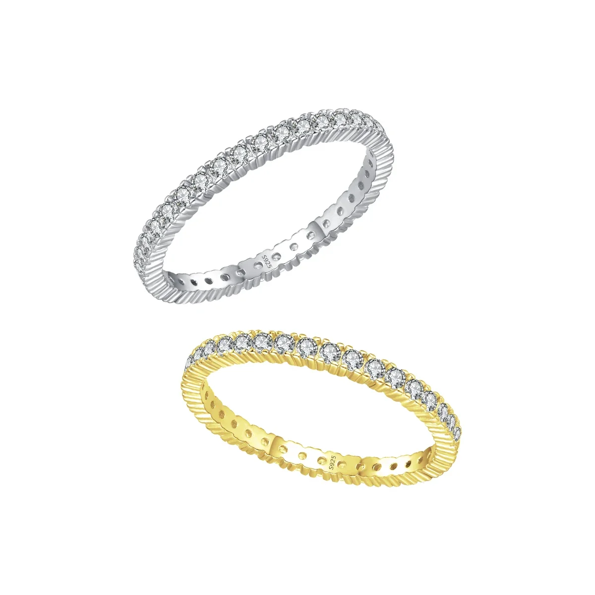 Sterling silver full diamond row ring versatile stacking wearing high-end light luxury ring