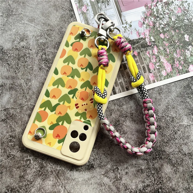 Keychain on the Phone Charm Strap Contrasting Colors Lanyard With Patch Phone Wrist Strap Anti-lost Cell Accessories Chain Rope