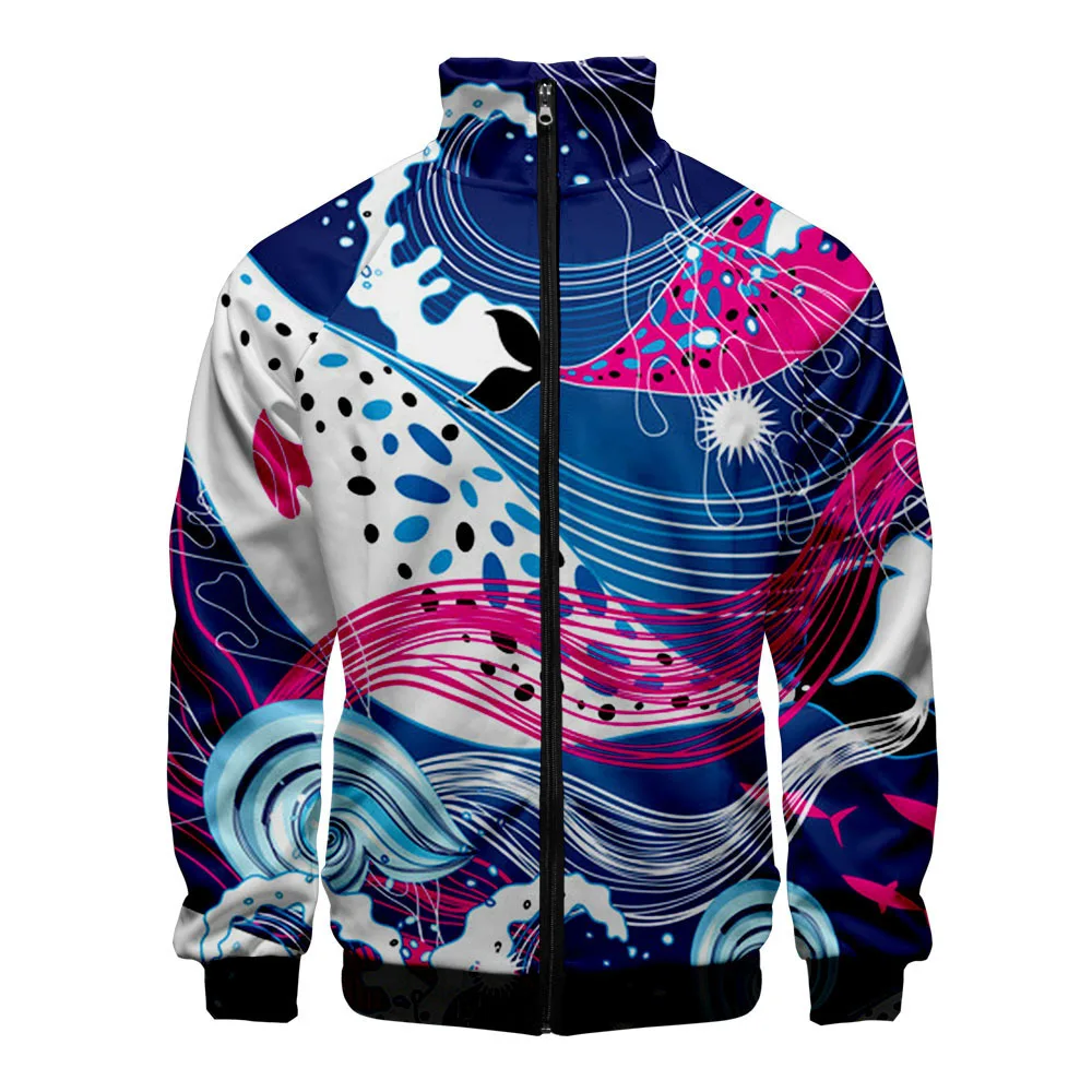 شعبية الحيوانات البحرية الدلفين ثلاثية الأبعاد طباعة سستة راجلان سترة سترة واقية بنين/بنات مريحة الوقوف طوق جاكيتات معاطف #5