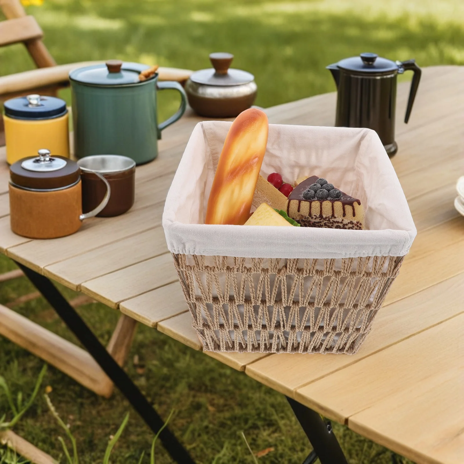 Cesta de pão europeia servindo para recipientes de lanche tecido com forro cestas de algodão de mesa