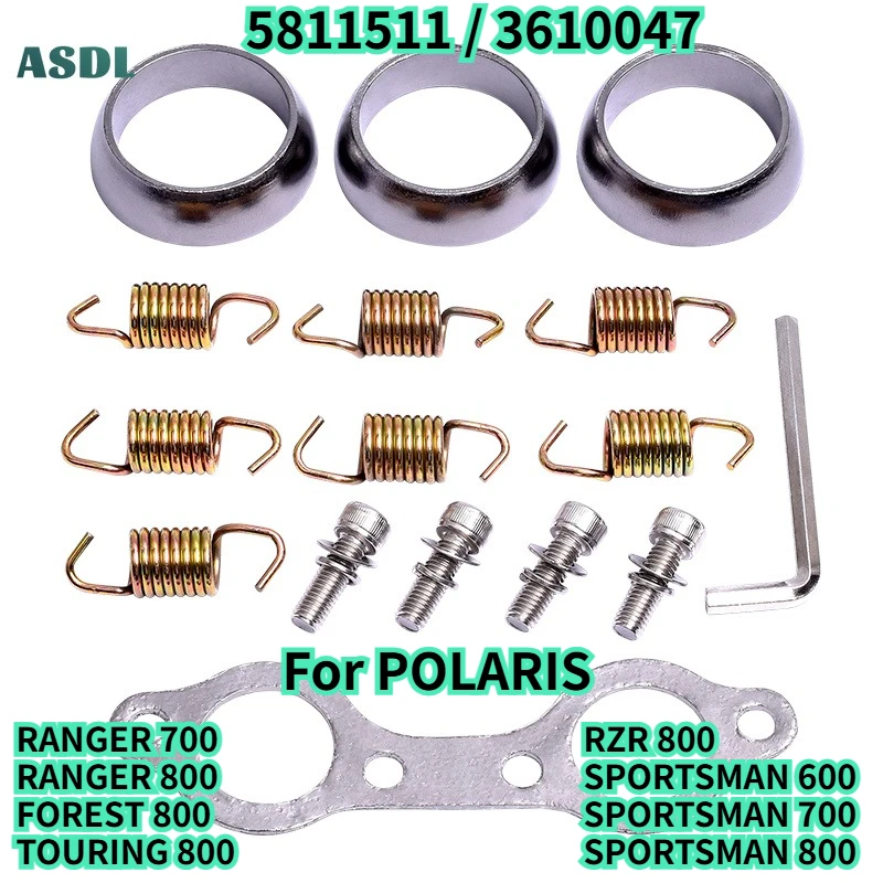 

3610047 For Polaris Ranger 700 800 Moto Exhaust Pipe Gasket Seal Spring Rebuild Kit SPORTSMAN 600 700 800 Touring X2 5811511
