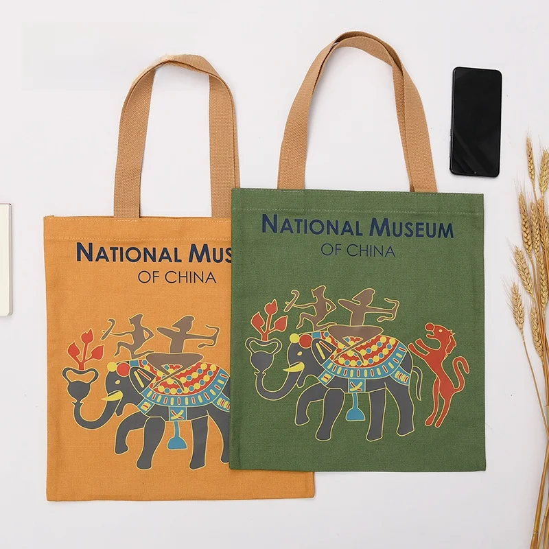 Creative Cultural Canvas Bag Set Museum Tai  Elephant Single Shoulder Handbag Birthday Gift Southeast Asian Style Cartoon