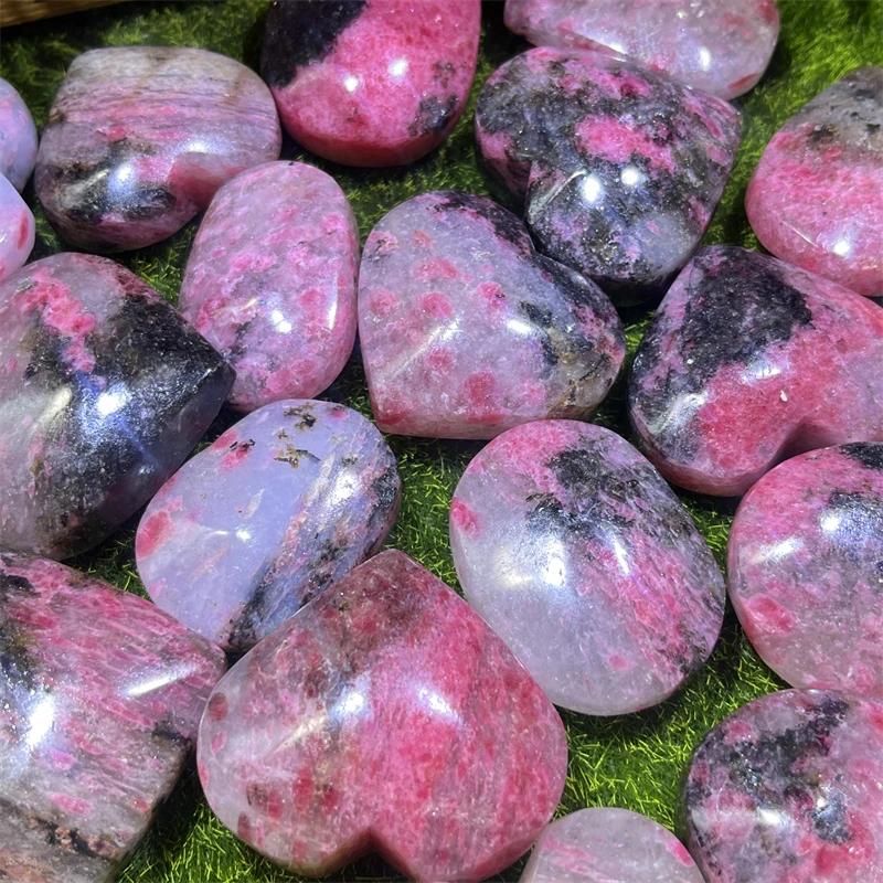 Wholesale Natural High Quality Crystal Beautiful Polished Rhodonite Heart And Palm Stone For decoration