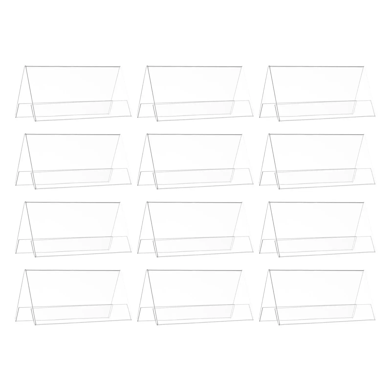 

12Pcs Desk Name Plate Holder Double Sided Clear Plastic Tent Frame Horizontal Slant Back for Conference Meeting Room Office