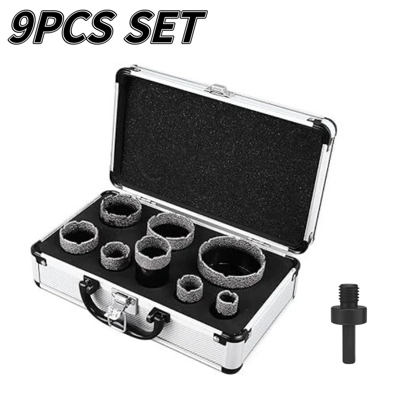 9個入り M14 ダイヤモンドコアドリルビットセット、ろう付けドリルビットセット 20-68mm タイル/コンクリート用ドリルツールセット