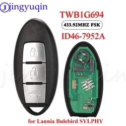 Kuttery TWB1G694 3BTN 433MHz ID46 Proximity Keyless Smart Remote Key Fob for Nissan Lannia Sentra NV200 Bulebird SYLPHY Versa