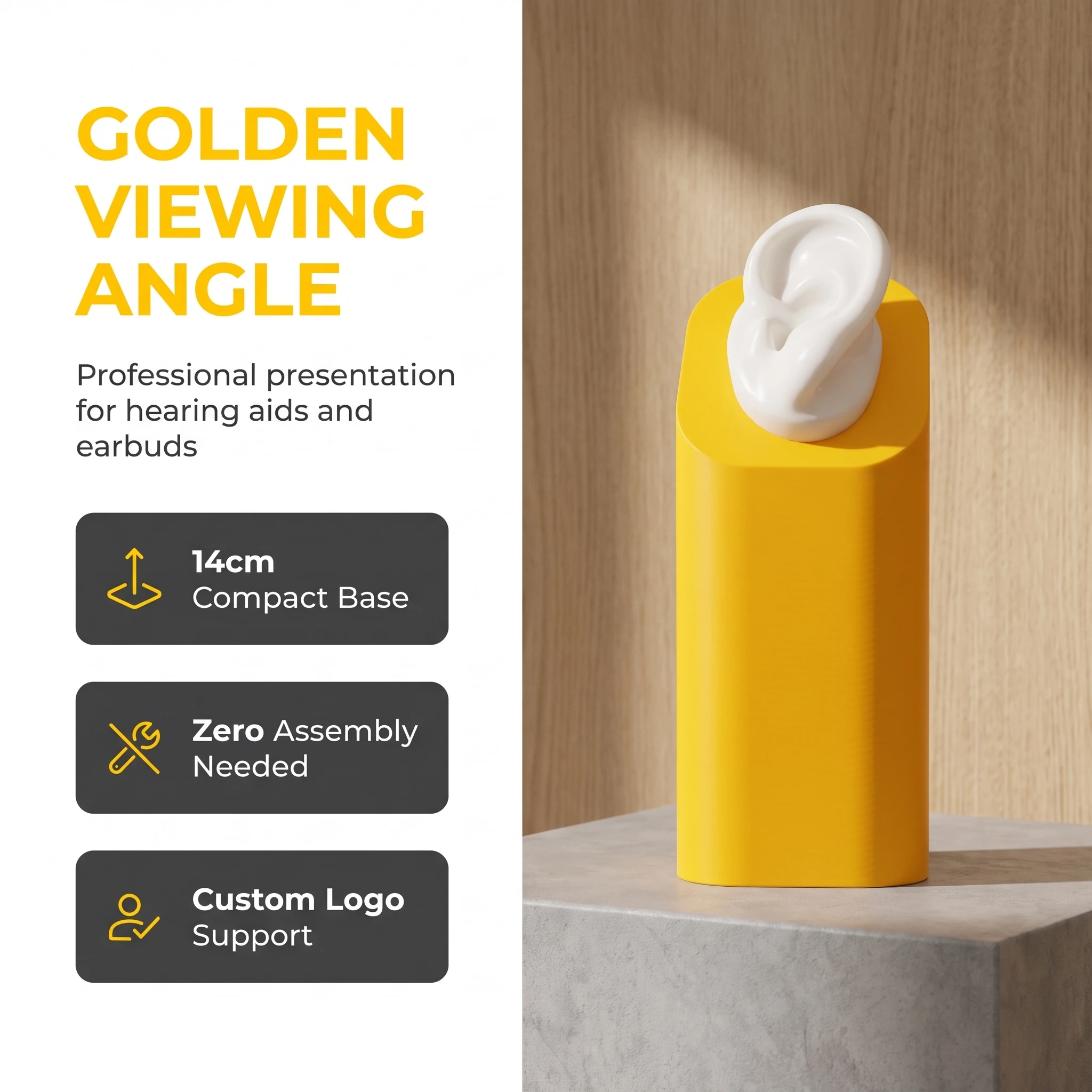 Silicone Ear Model Display Stand For Hearing Aids IEM CIEM Earphone Jewelry Exhibition Professional Audiology Shop Demonstration