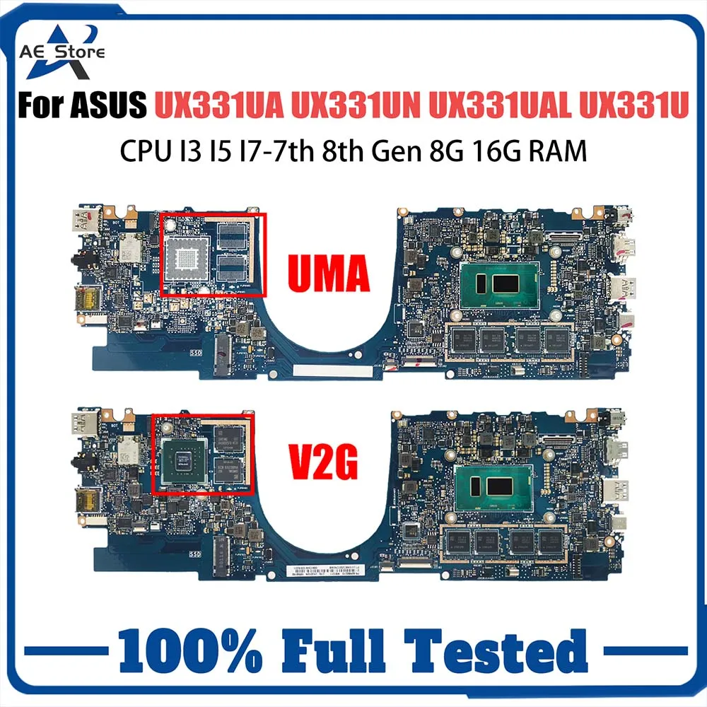 

UX331UN Материнская плата для ноутбука ASUS UX331 UX331U UX331UN UX331UAL Материнская плата для ноутбука Процессор I3 I5 I7-7th 8th 8G 16G RAM V2G