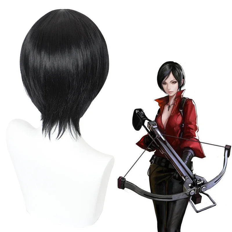 Xiu Dan, Resident Evil 8 Village Ada Wong Cosplay-Perücke, schwarzes kurzes, gesichtsbetontes Haar, 479C