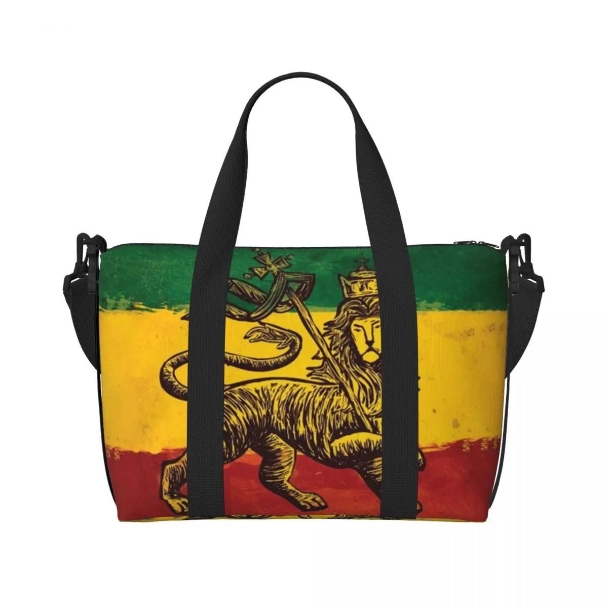 

Custom Large Rasta Flag Lion Of Judah Tote Bag for Women Jamaica Rastafarian Reggae Shopping Shoulder Gym Beach Travel Bag