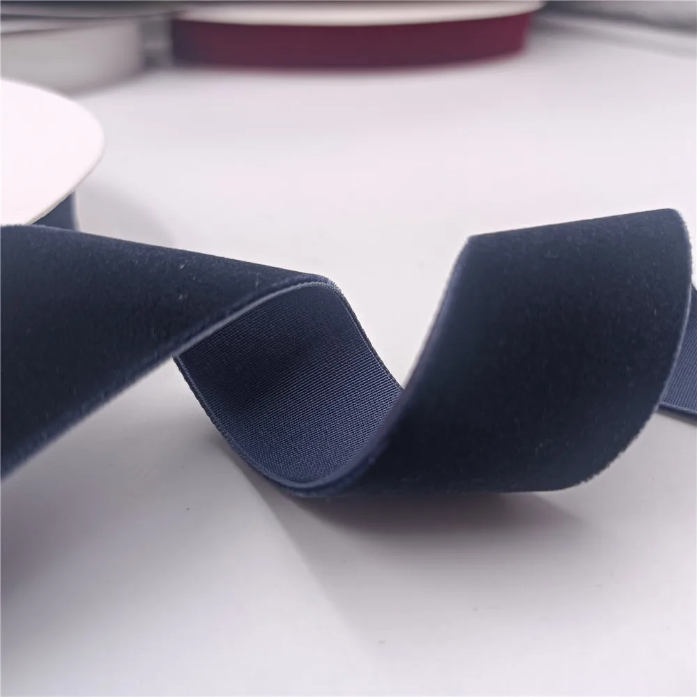 25MM 3/5/25Yards Single Face Navy blue Velvet Ribbon Nylon for Handmade Gift Bouquet Wrapping Home Party Decoration Christmas