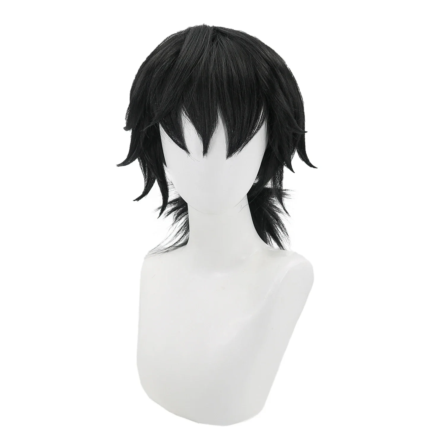 

Anime Cosplay Wig Demon Slayer: Kimetsu Tomioka Giyuu Wigs Men Women Black Heat Resistant Synthetic Hair 55cm