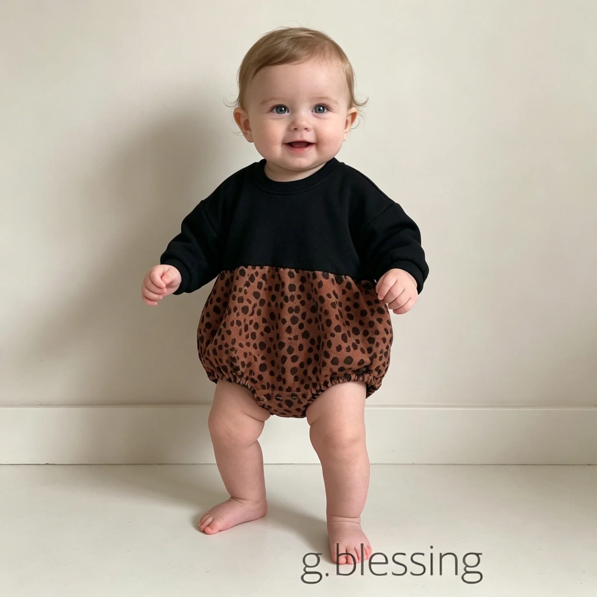 

baby girls boys leopard romper for spring autumn