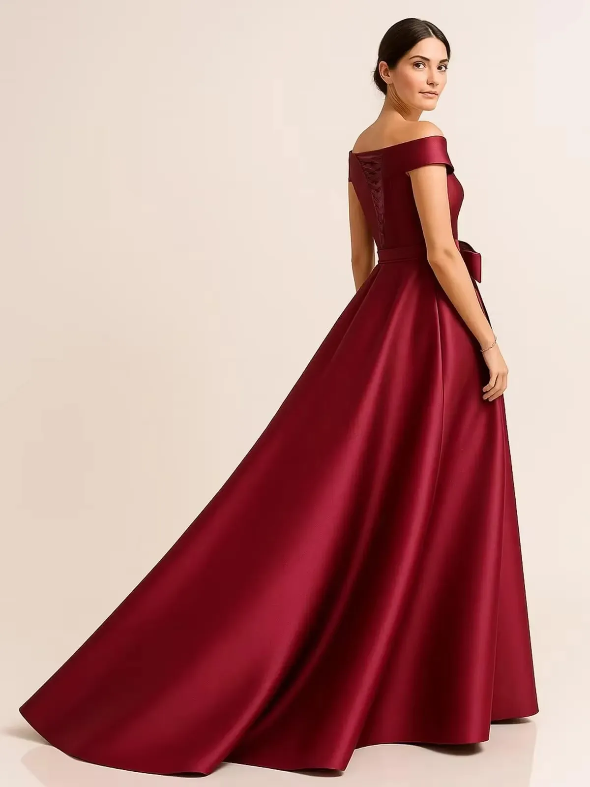 Customized Vintage Blue Mother of the Bride Dress Off The Shoulder Long Satin Sequin Lace Wedding Guest Formal Party Gown