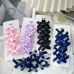 4/6/8/10 PCs Kinder süße Farbe Solid Mini Bowknot mit Haare Grundnahrungsmittel Baby Girlet Ballett geflochtenes Band des Haarzubehörs Großhandel 8 Hauptverkaufshaar Großhandel - №7