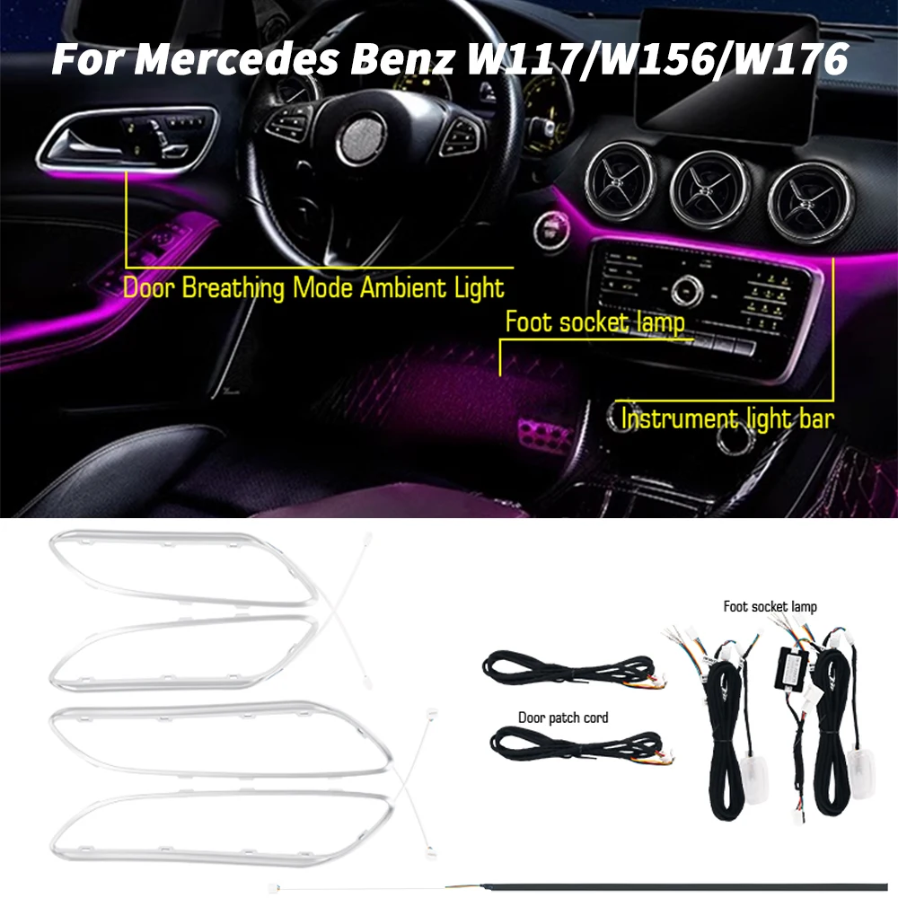 12/64 Colors Ambient Lights for Mercedes-Benz A CLA GLA W176 W117 W156 Atmosphere Lighting Kit Car Accessories Car/App Control