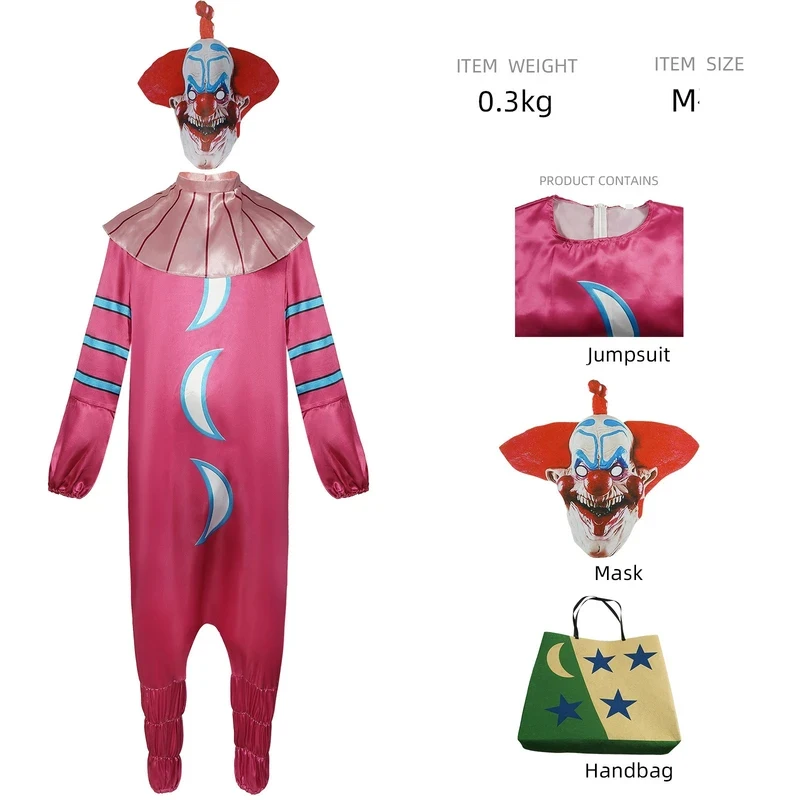 

ABC123Scary Space Clown Jumpsuit Costume for Adults Horror Alien Cosplay Outfit with Mask Halloween Party Roleplay Ful5,j'8.k/4\