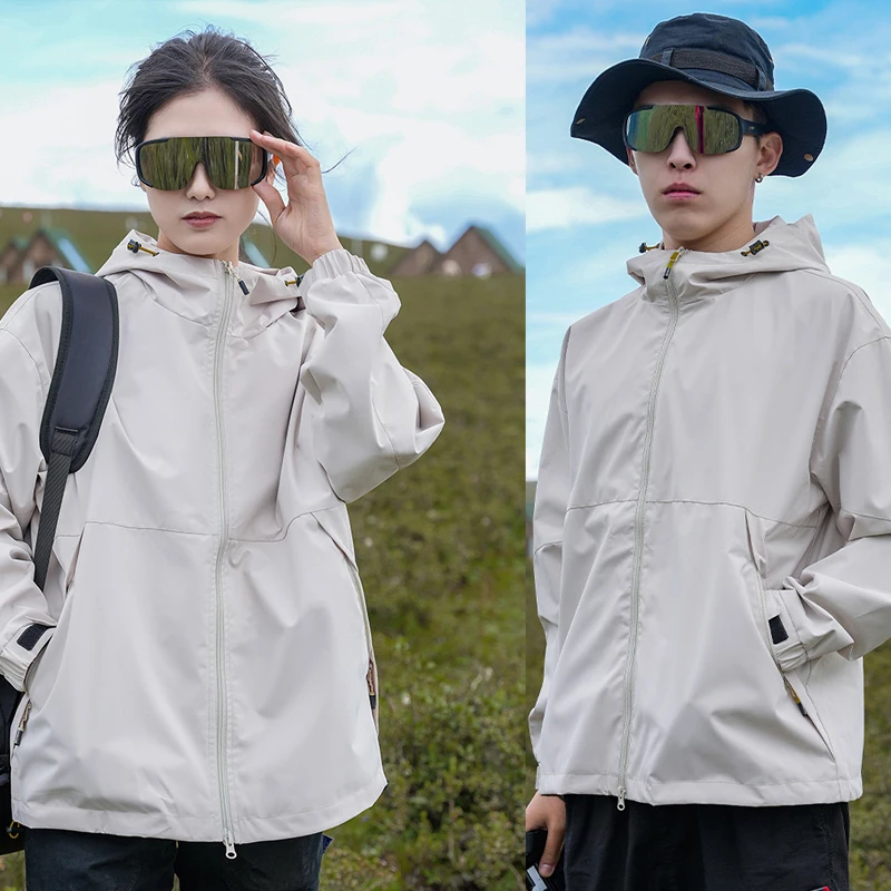 

2026 Hiking Jackets Camping Jacket for 110kg Men Windbreak Coat Casual traveling Jacket Male Solid Color Outerwear Couple