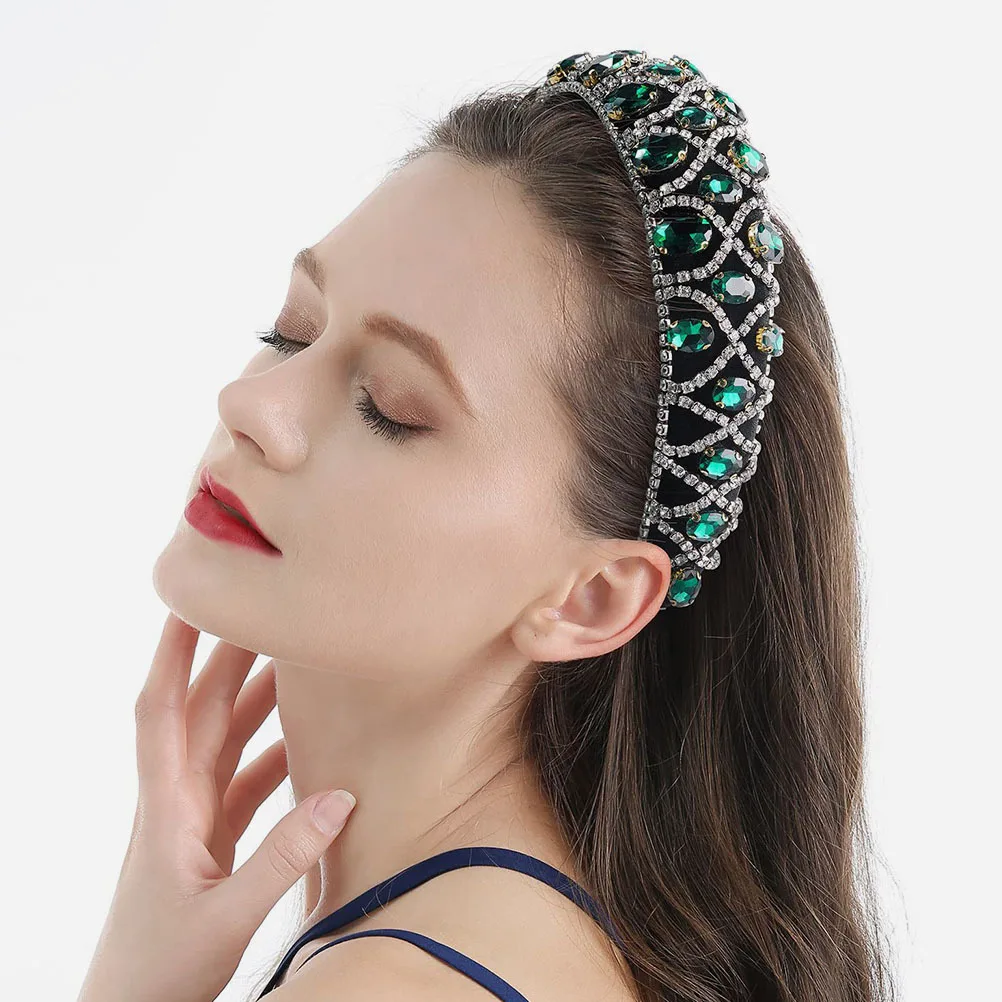 

Rhinestone Hairband Moderate Weight Comfortable Fit For Women Party Daily Wear Retro Baroque Style Headband Accessory