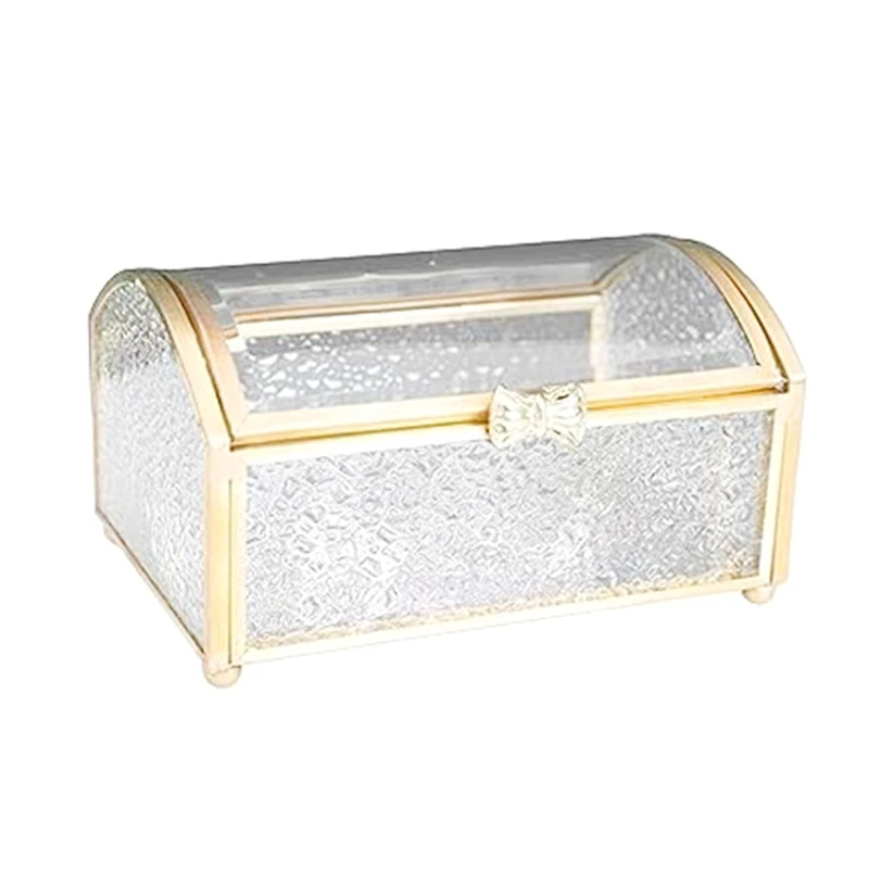 Treasure Chest Box Glass Jewelry Boxes Jewelry Organizer Gold Glasses Box For Storage Ring Earring Small