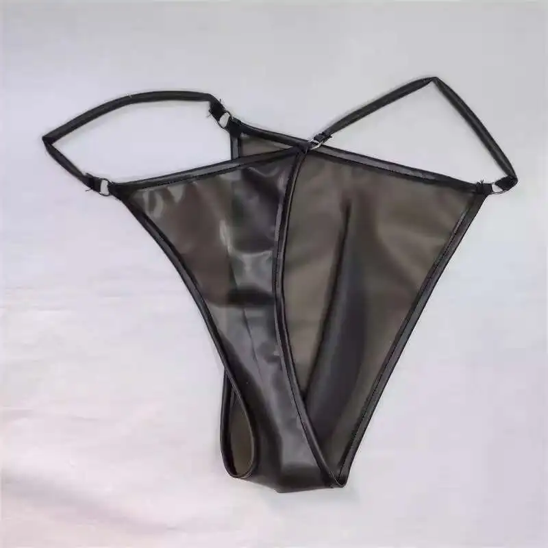 Latex Leather G String Underpants Men Lingerie Panties Waist76.6-100cm Crotch Length22cm Plus Size Underwear Sexy Briefs