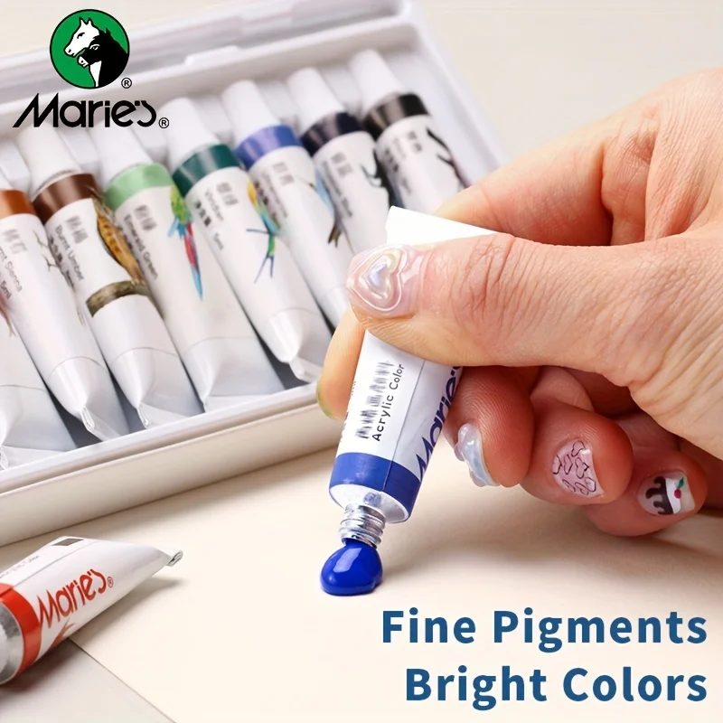 Marie's Acrylic Paint with Brush,12/18/24 Colors,5ml /0.17oz,Bright Colors,Great for Rock,Eggs,Canvas,Perfect for Adults,Artists