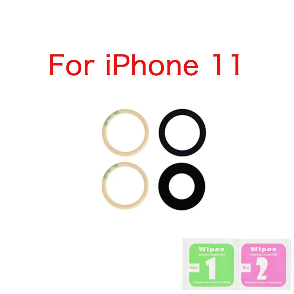 Back Camera Lens Glass Replacement for iPhone X XR XS 11 12 13 Mini 14 Plus Pro Max With 3M Adhesive + Wet Dry Clear Wipes