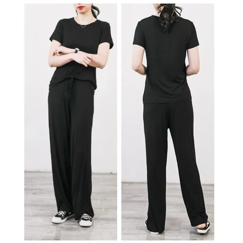 Summer Women\'s Modal Trousers Causal Loose straight long pants High waist Thin soft elastic Homewear pants full length Slacks