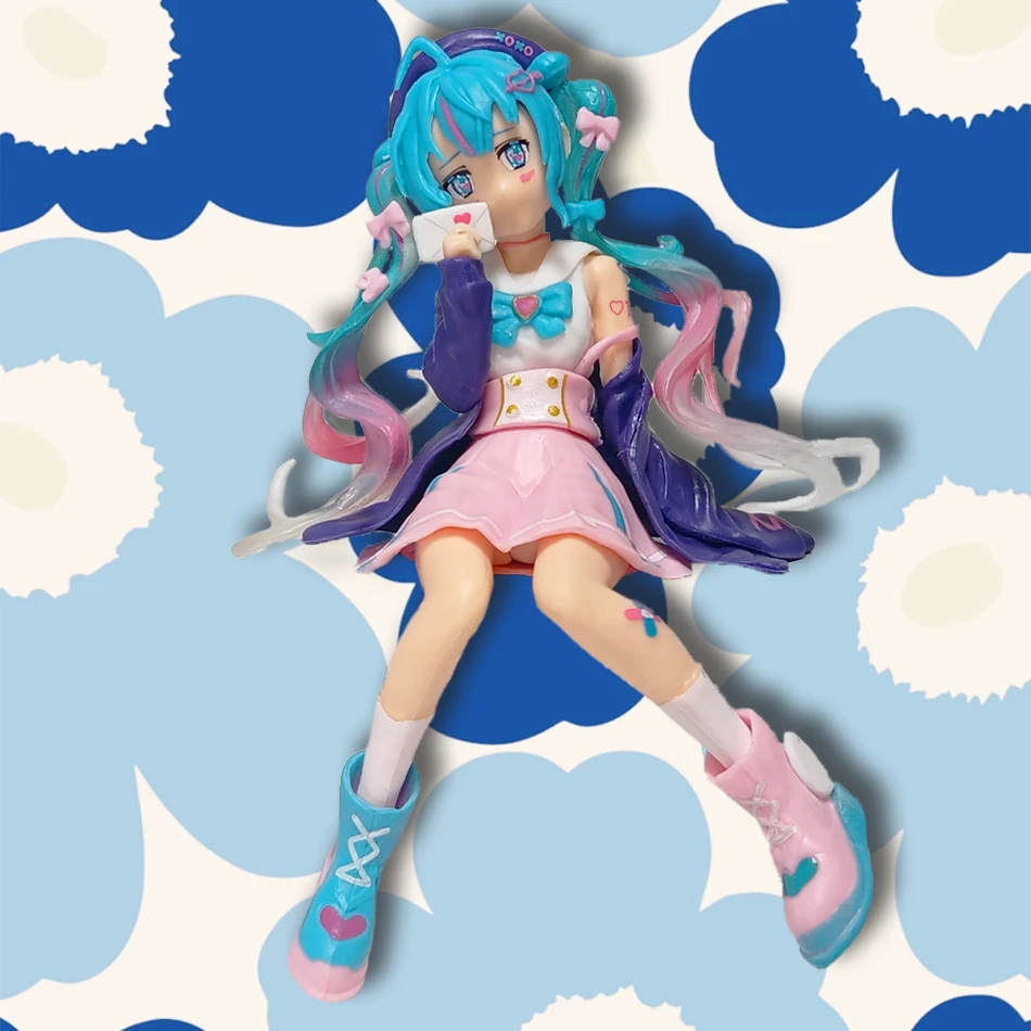 14 cm Nieuwe Hatsune Miku Anime figuur Roze sakura zitpositie PVC Action figuur model speelgoed decoratie verzamelen geschenken