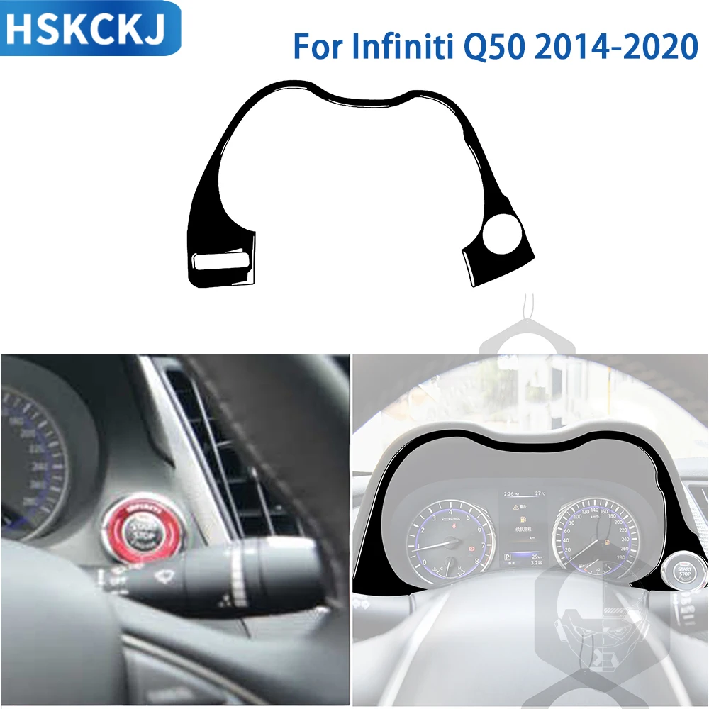 

For Infiniti Q50 2014-2020 Accessories Car Black Plastic Interior Speedometer Surround Trim Sticker Decoration