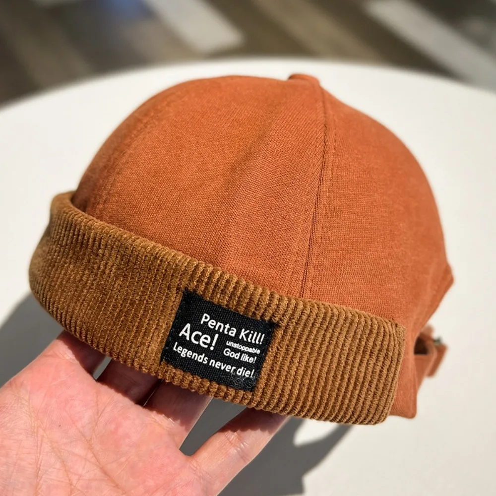 Nuovo berretto da marinaio retrò berretti casual regolabili cofano cappello senza tesa in velluto a coste unisex
