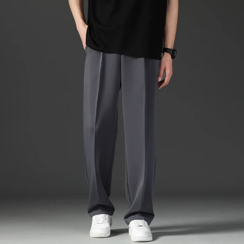 2024 New Casual Pants Korean Men's Pants Straight Loose Sweatpants Soft Fashion Draping woven Wide Leg Long Baggy Trousers