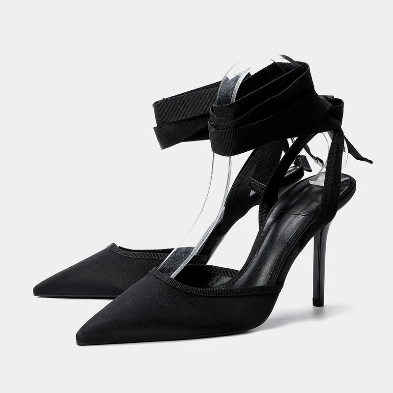 

Женские туфли-лодочки на шпильке с ремешком на щиколотке, модные летние сексуальные роскошные туфли для вечеринок и свадеб, с острым носком, на высоком каблуке, женская обувь