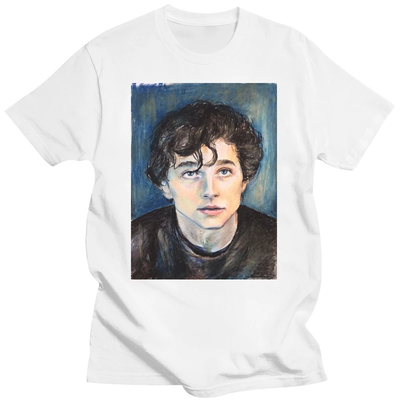 Timothee Chalamet PaintingMen Short SleevesLetter Printed T-Shirtshort t-shirtO-Neck T-Shirt