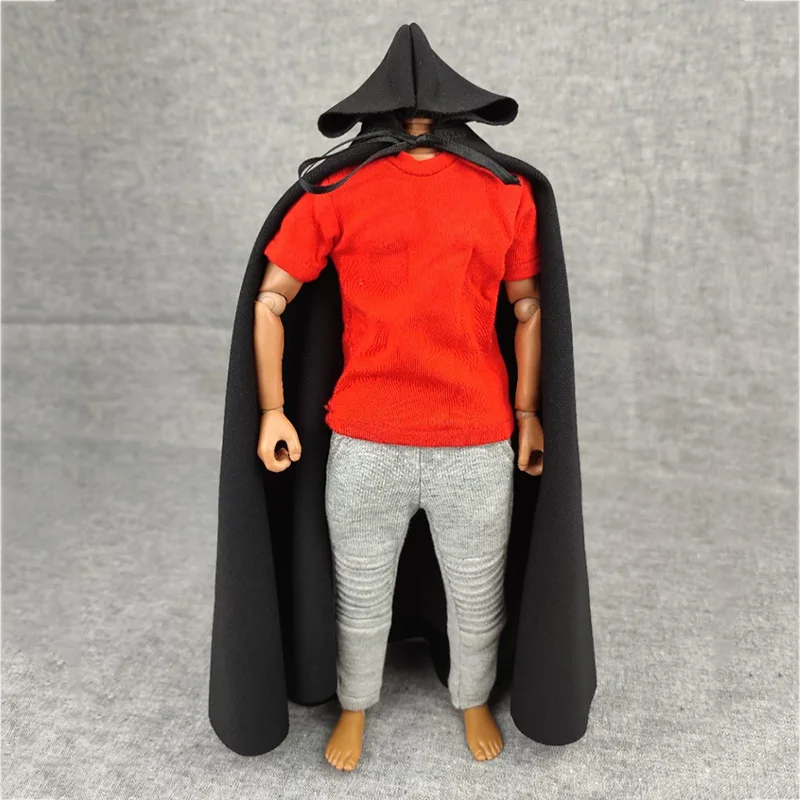 1/6 Scale Figure Accessory Doll Black Handmade Hoodie Battle Hooded Cloak Cape Robe  For 12