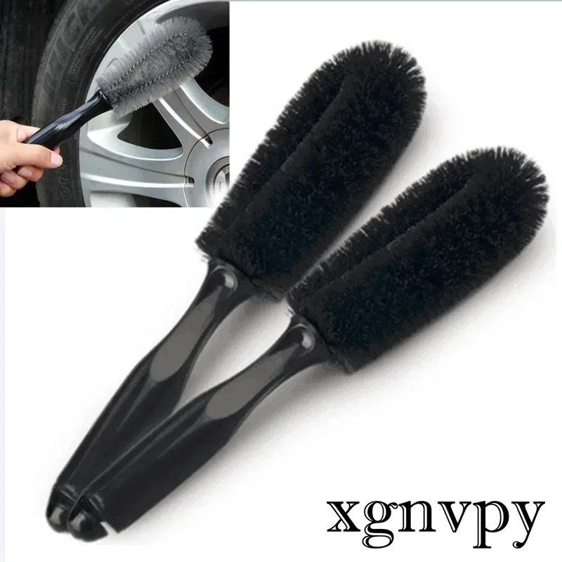 Xgnvpy High density car wheel brush Car wash supplies 27cm clean steel ring dead Angle dirt tire cleaning brush