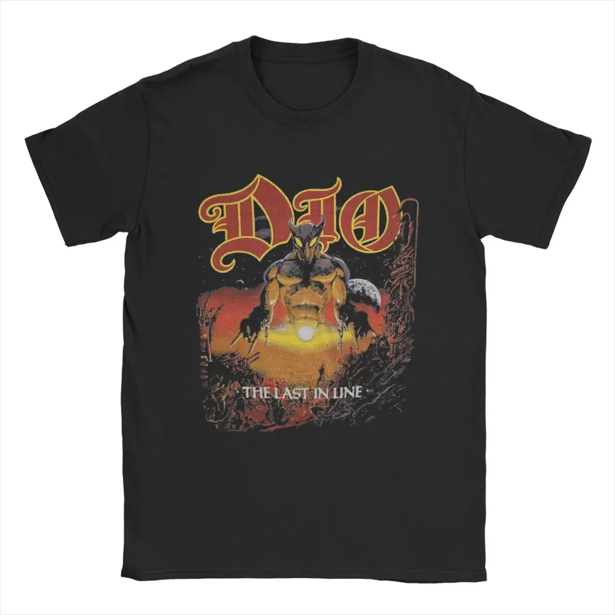 Unique Dio The Last In Line Tour T-Shirt for Men Crew Neck 100% Cotton T Shirt Short Sleeve Tee Plus Size Clothing Round Collar