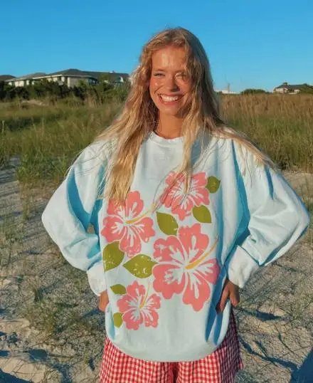 المرأة ربيع الخريف فضفاض البلوز طويلة الأكمام Crewneck رسالة زهرة القوس طباعة البلوز