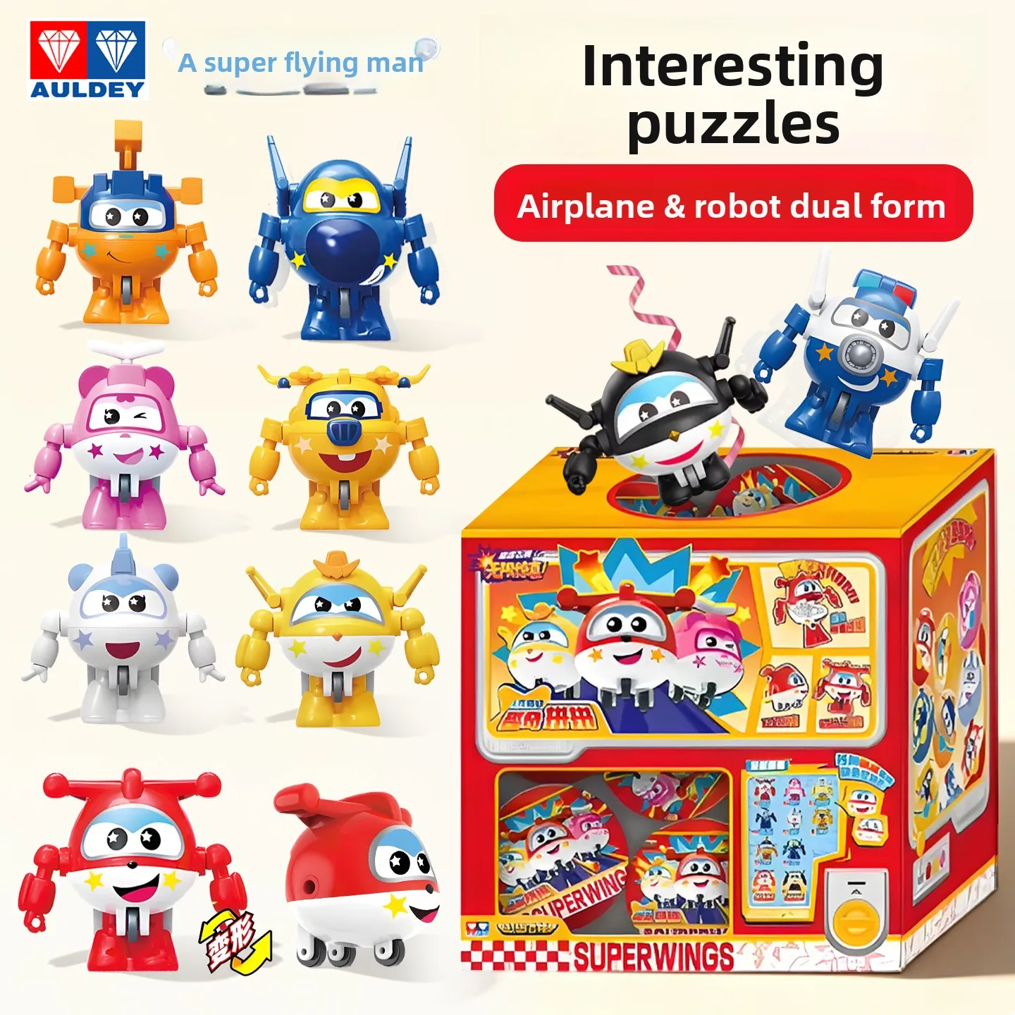 2026 Heißer AULDEY Super Wings Q Blind Box Authentisch Auf Lager DIY Verwandelbarer Roboter Jett Puzzle Actionfigur Überraschungs-Sammlerstück Geschenk