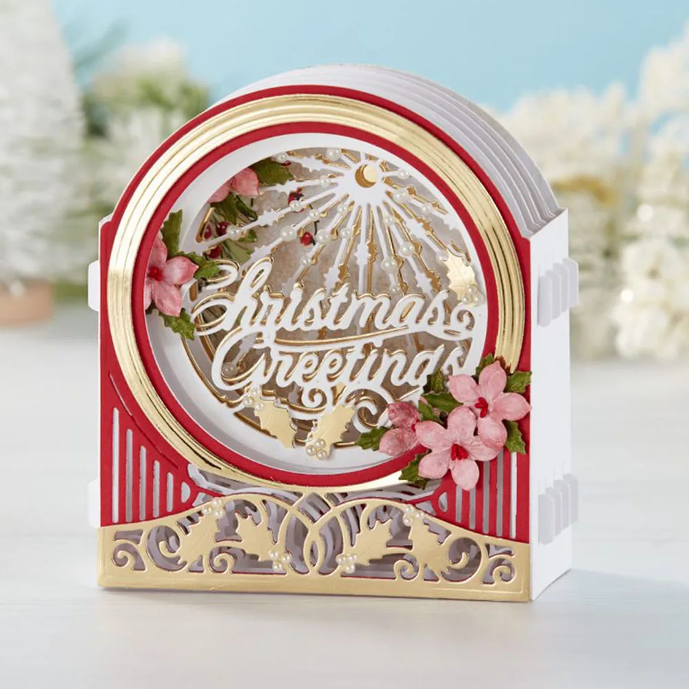 Lucky Goddess Metal Cutting Dies 3D Christmas Scene Frame Diy Scrapbooking Photo Album Decorative Embossing Paper Card Crafts