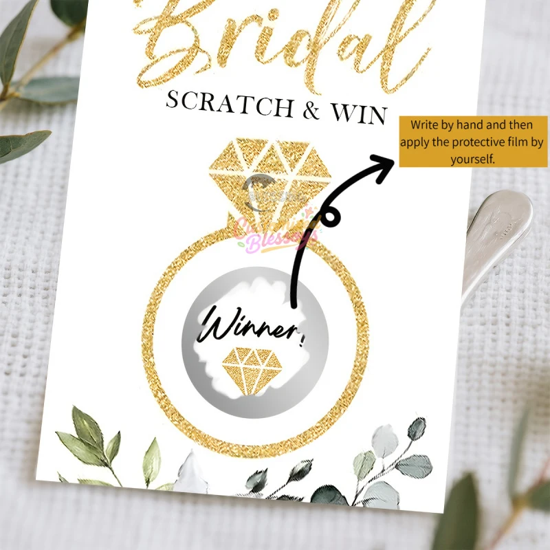Custom Mystery Theme Scratch Off Lottery Cards  with Protective Scratch Film, Personalized Scratch Tickets for Bridal Shower view 3