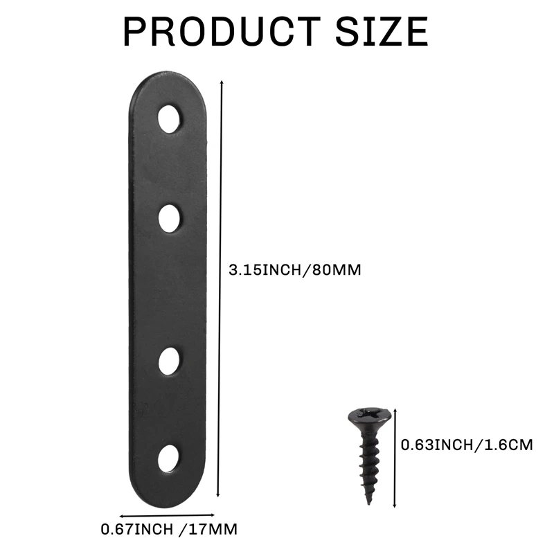 12 قطعة من الأقواس المستقيمة المصنوعة من الفولاذ المقاوم للصدأ، دعامة معدنية مسطحة، لوحة إصلاح مع مسامير للخشب