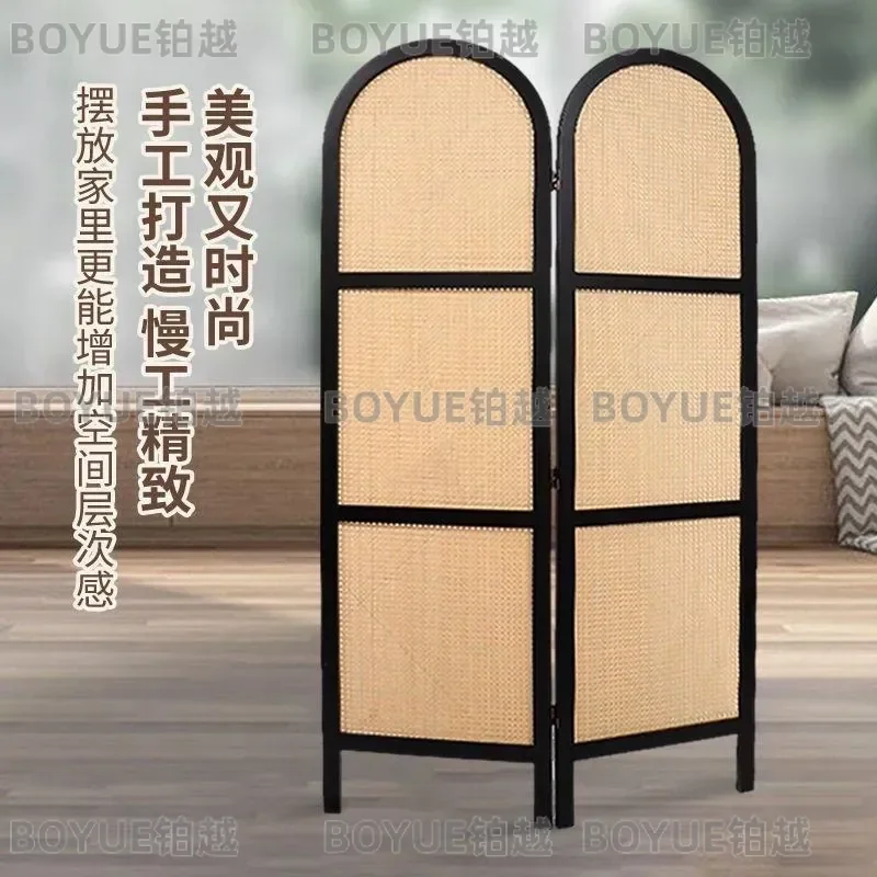for Spot Rattan Screen Movable Folding Partition for Living Room Entrance Door Block Bed and Breakfast