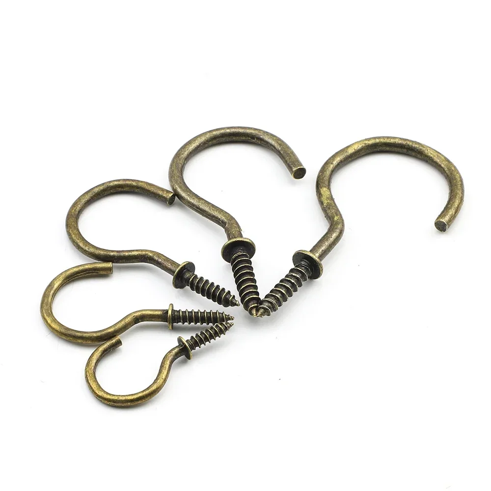 JUIDINTO 10-30pcs Bronze Cup Hook Screws 1/2\