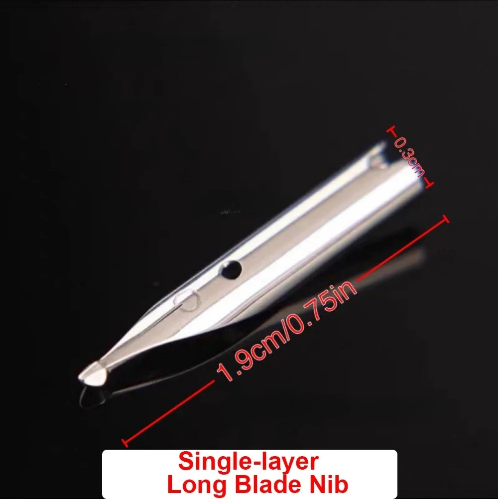 

Cheap Sale Rounded Polished Thick Fountain Pen 2.5mm Plain/Hooded Nib Double-layer Long Blade Nib Two-color School Practice Nib