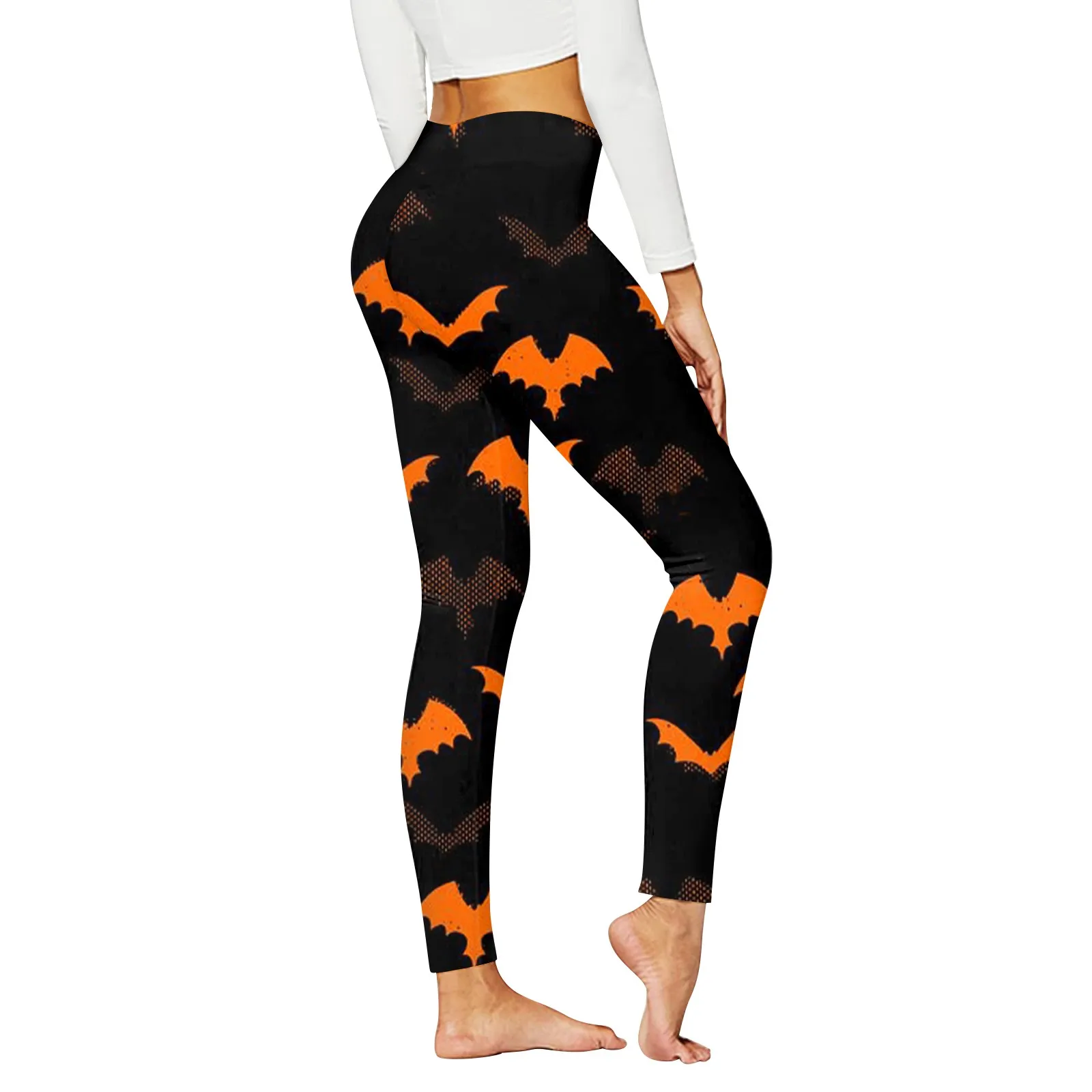 Pantaloni da Yoga Casual da donna tendenza della moda pantaloni elasticizzati Slim con stampa a tema di Halloween pantaloni da nove minuti versatili