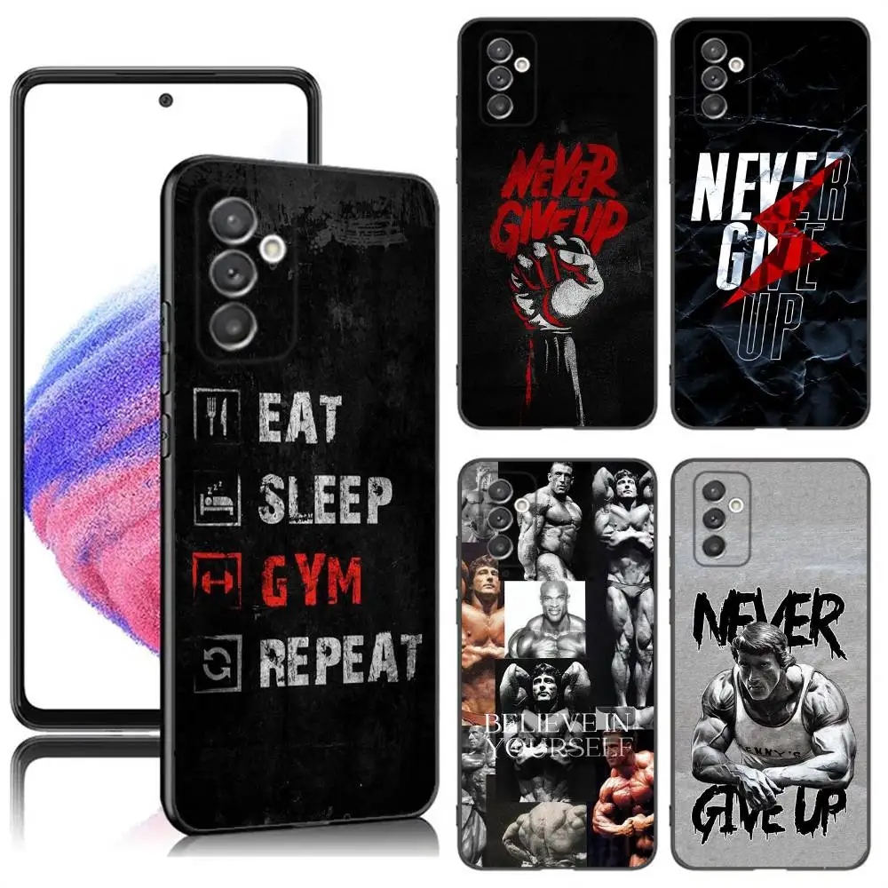 

Fitness Bodybuilding Gym Phone Case For Samsung S24,23,22,30,21,10,9,Ultra,Plus,Lite,FE,5G Black Soft Case