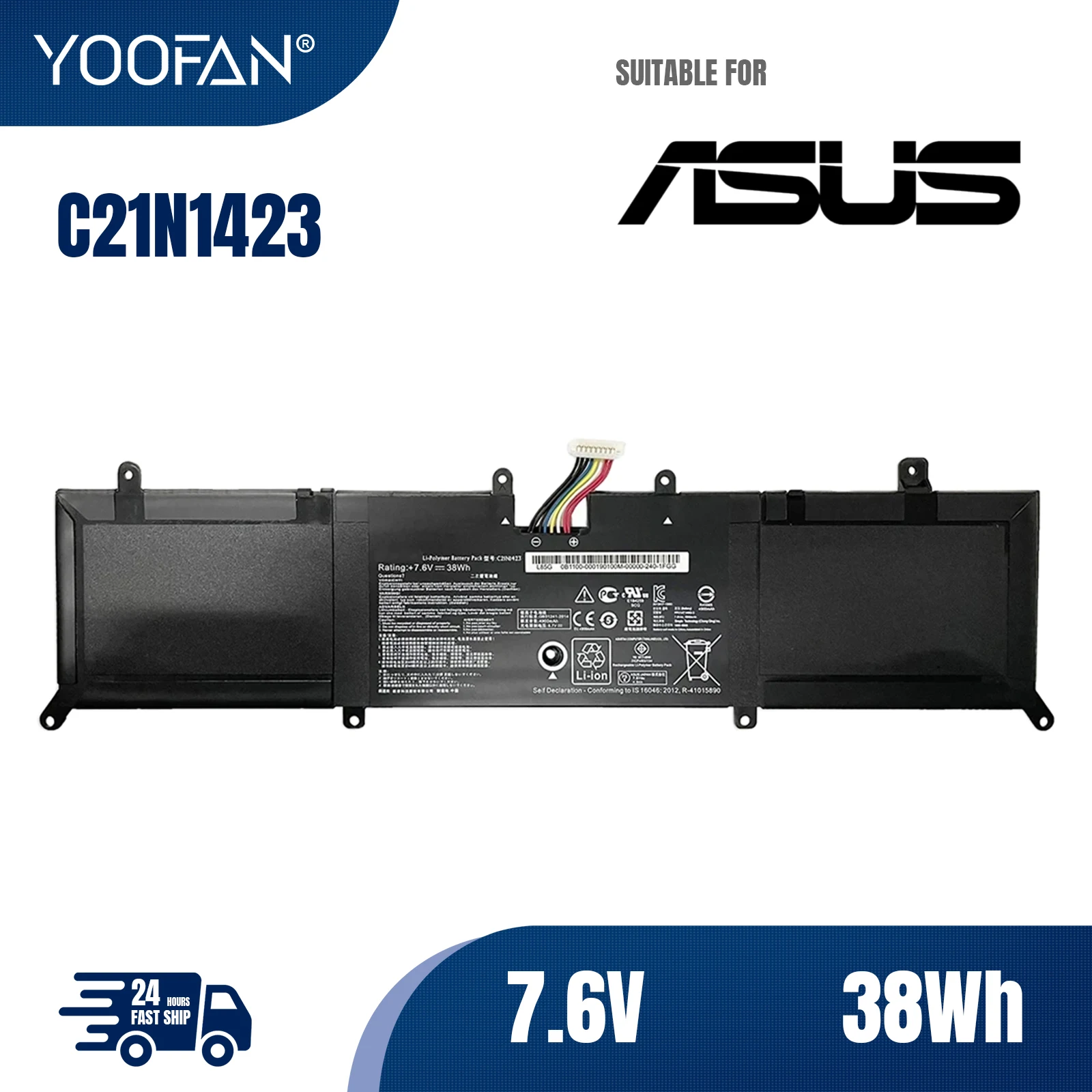 

YOOFAN C21N1423 7.6V 38Wh 4900mAh Laptop Battery For ASUS F302U X302LA X302L R301LA F302LJ R4036H X302LJ Series X302LJ-R4073