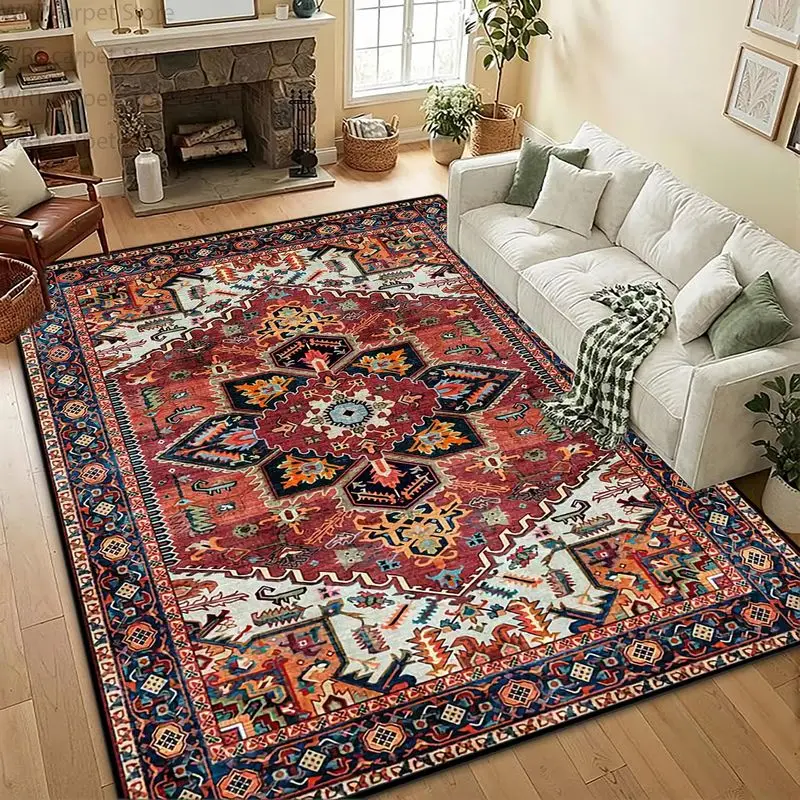 VIKAMA Vintage Persian Area Rug, Large Non-Slip Rug with Traditional Floral Design, for Living Room and Bedroom Decor - view 4