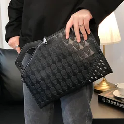 Niet Schädel Clutch Tasche Männer Handtaschen Mode Design Herren Kupplungen Hülle Tasche Schulter Tasche PU Leder männer Kupplung Geldbörse Brieftasche